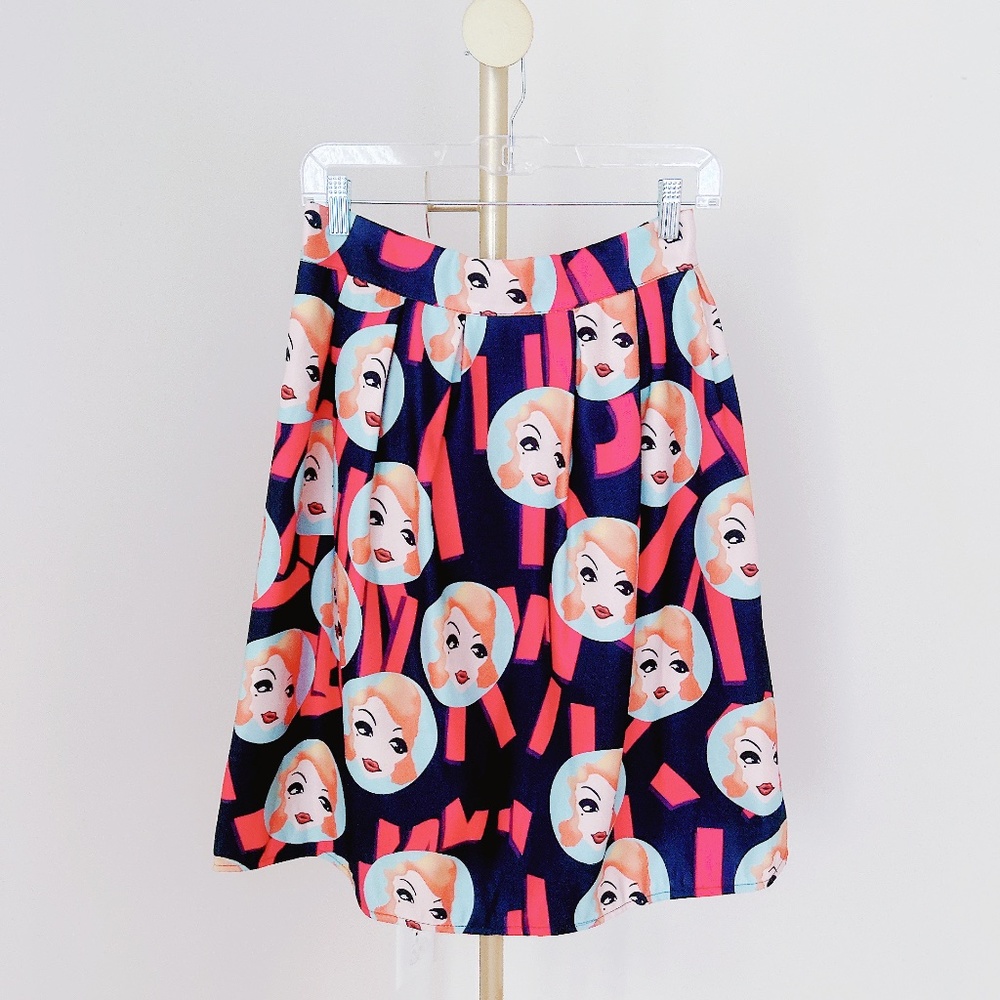 Comic pop art midi skirt